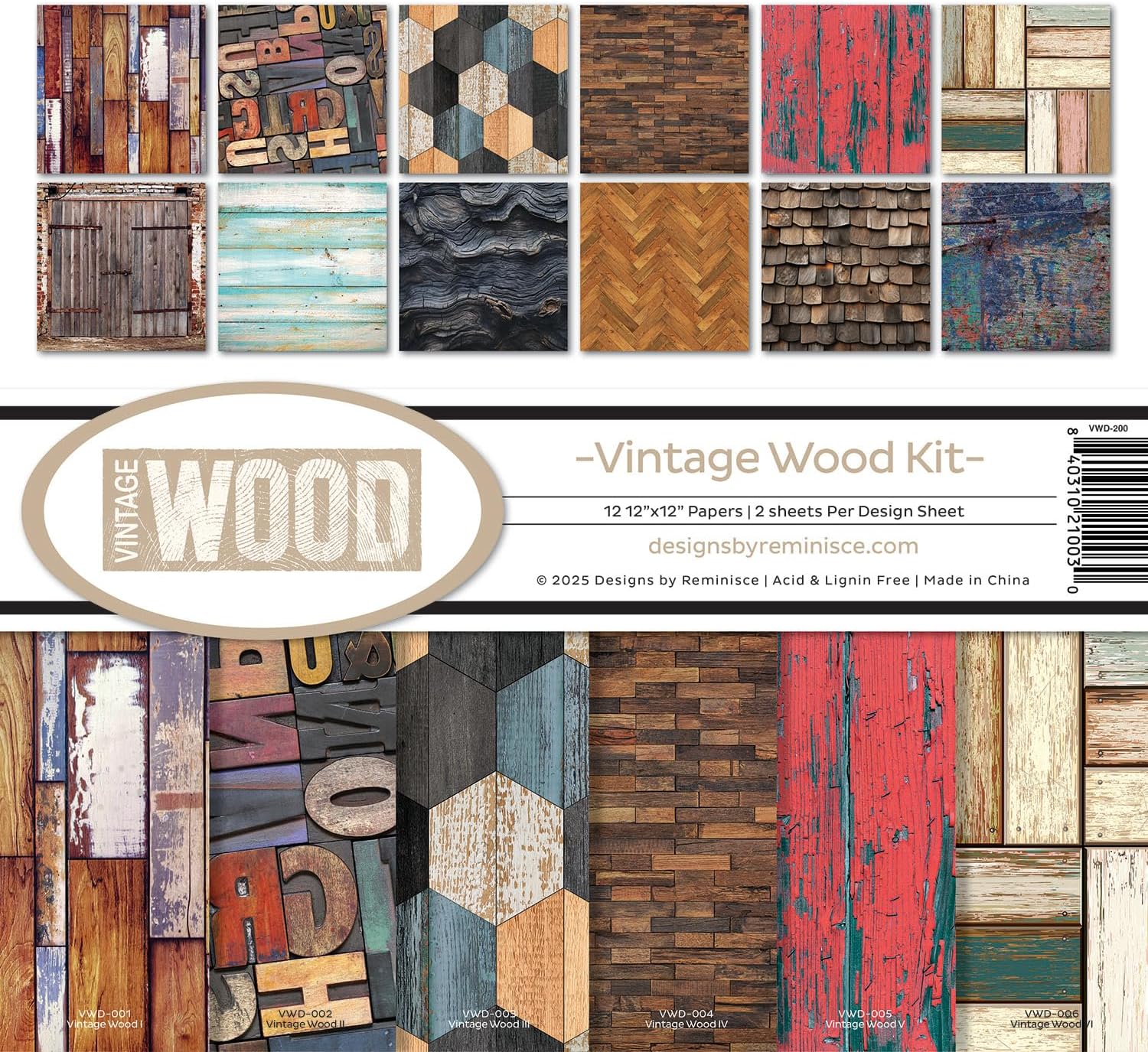 Reminisce Vintage Wood Scrapbook Collection KIT