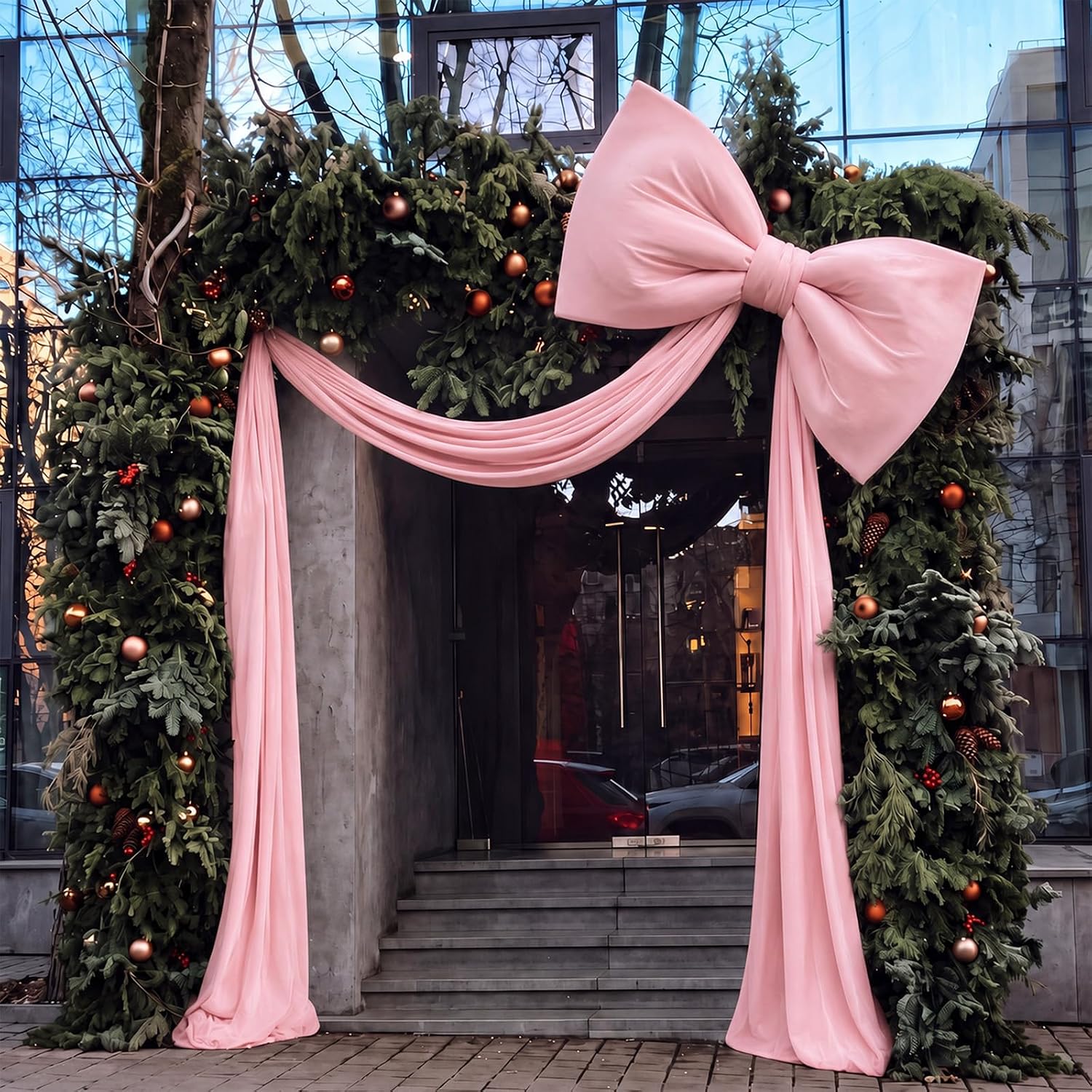 118.1 x 19.7 Inch Extra Large Christmas Green Bows Outdoor | Christmas Giant Green Velvet Bow, Christmas Big Green Velvet Bow with Long Streamers, Giant Decorative Bow for Entrance Door