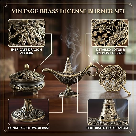 3-piece Fragrance Cone Holder, Fragrance Burner, Fragrance Cone Burner, Burner, Compact Design