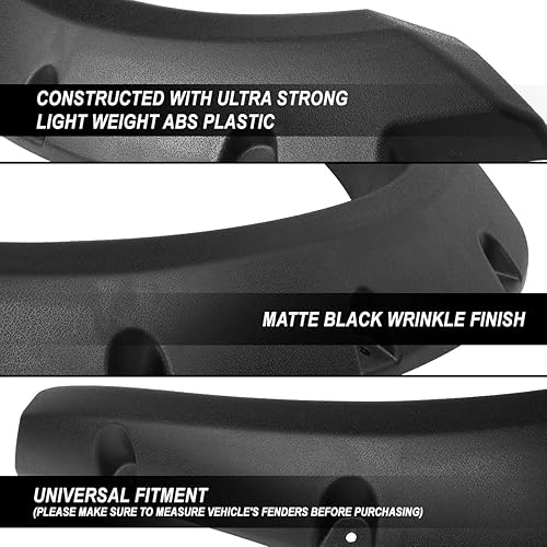 Miniatura 2 de Auto Dynasty Guardabarros compatibles con Dodge Ram Truck 1500 09-23, juego de bengalas de rueda con bolsillo remachado textura mate, estilo negro,