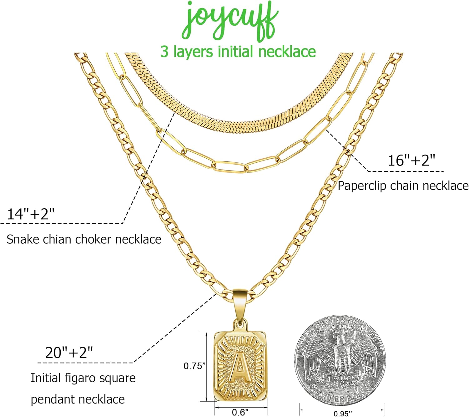 Miniatura 7 de Collares de oro con inicial de regalo para mujer, chapado en oro de 18 quilates, delicado collar de cadena de eslabones con clip, collares de oro