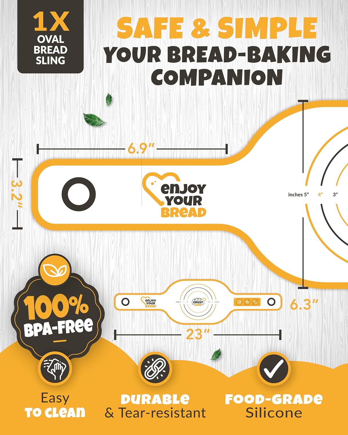 CRUSTLOVE 2 PCS Bread Sling Dutch Oven Silicone, Non-Stick Sourdough Sling & Baking Mat, Reusable & Easy to Clean – Heat Resistant to 480°F – Silicone Sourdough Sling for Artisan Bread Baking Supplies - Image 4