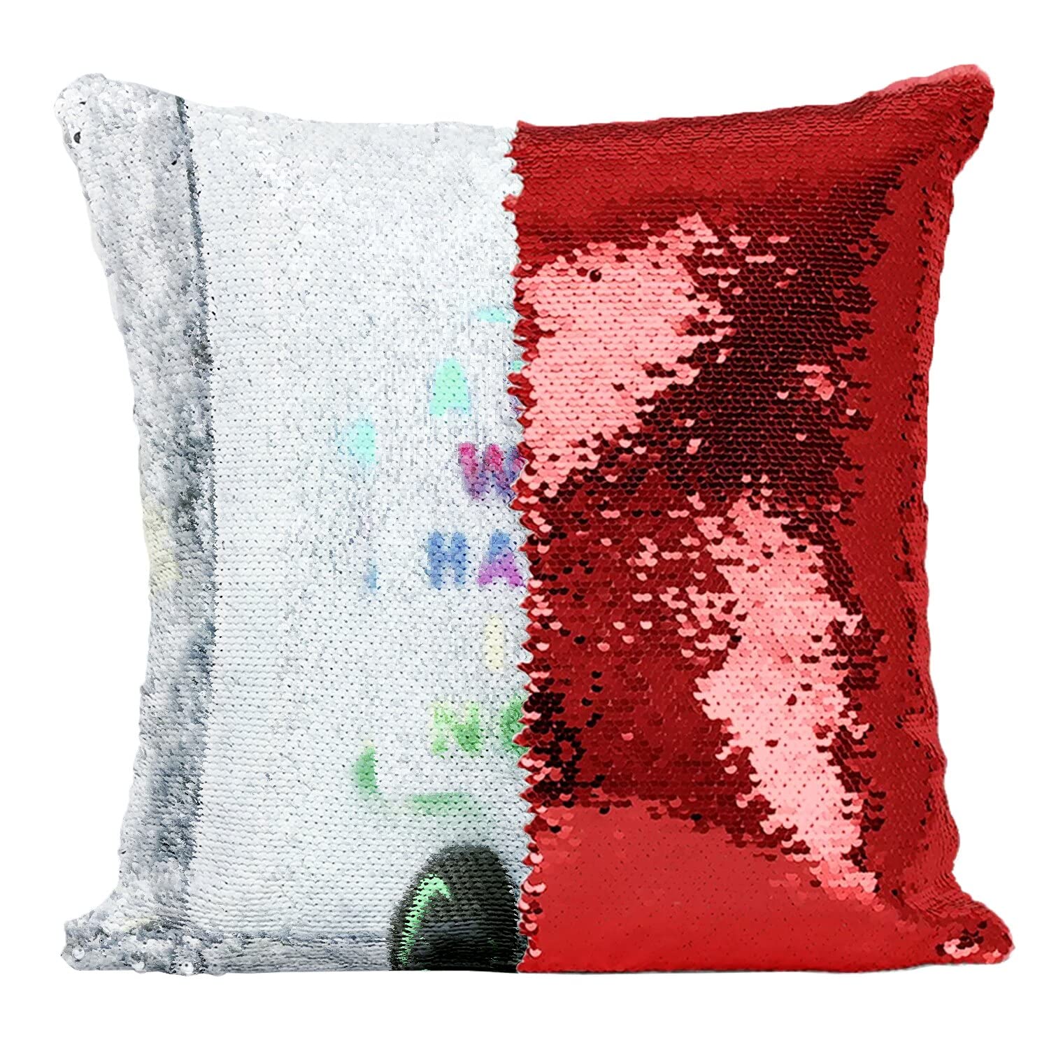 Coussin paillettes rouge graffiti ideal pour sublimer le canape d'un studio moderne
