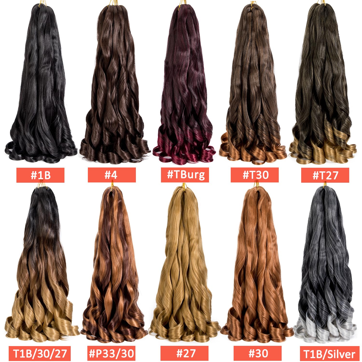 8 Packs French Curly Braiding Hair 22 Inch Pre Stretched Braiding Hair Loose Wave Spiral Curl Braids Crochet Hair with Curly Ends for Black Women by Originea (P33/30#)