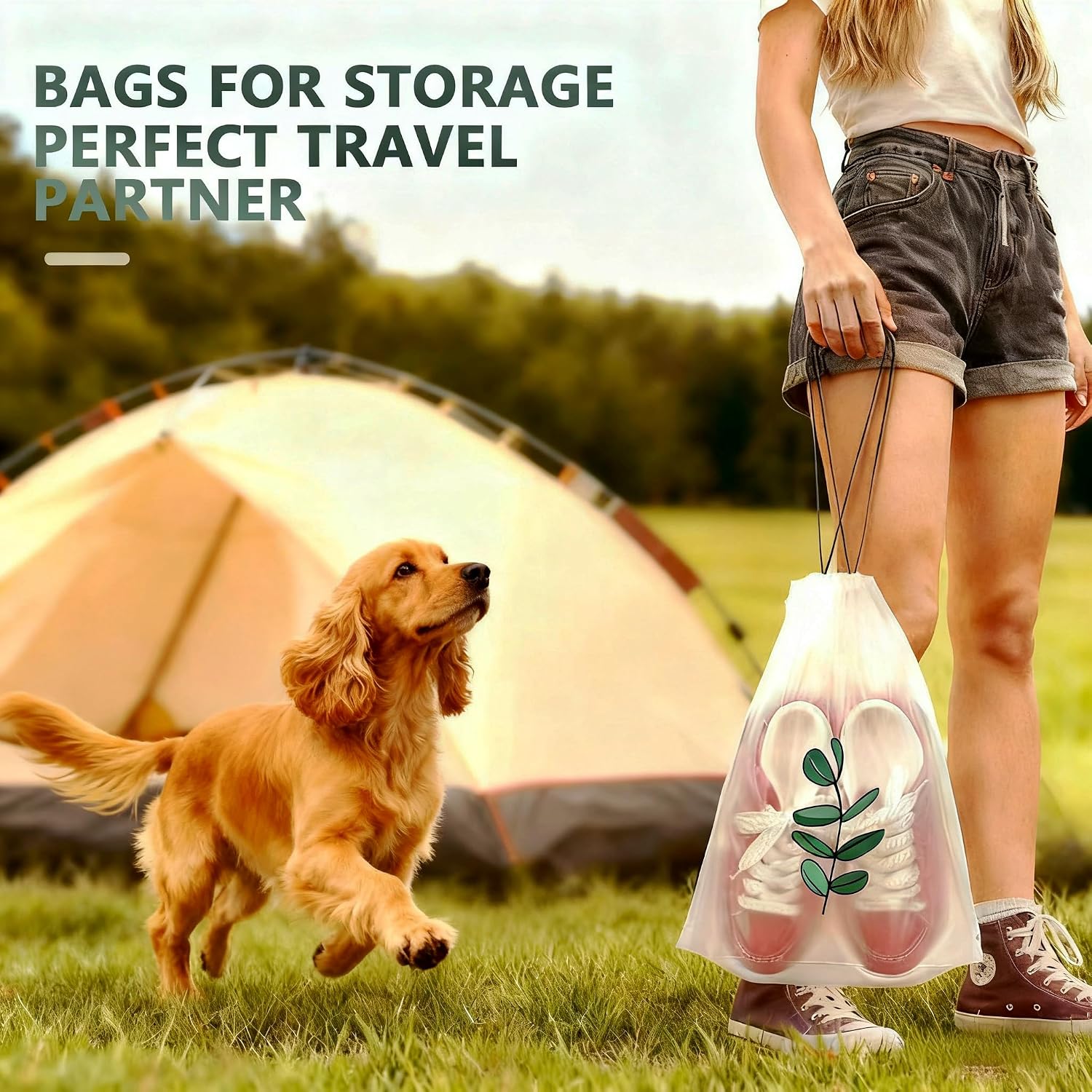 Clear Shoe Bags for Travel 15.7” x 11.8”, 3 Pattern Design Travel Shoe Bags, Drawstring Shoe Travel Bags for Packing and Storage, Waterproof & Dustproof (6PCS)