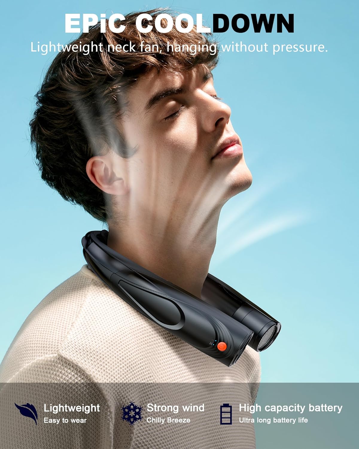 Neck Fan, AI 6 Speeds Powerful Portable Fan, 6000mAh Long-Lasting Battery Faster Cooling, USB-C Rechargeable, Hands-Free, 360° Airflow, Quiet Personal Fan for Women Men Office Travel Outdoor