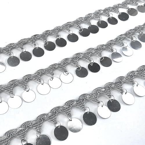 Miniatura 3 de Borlas de lentejuelas redondas brillantes con forma de moneda de 10 yardas, borlas para danza del vientre, accesorios de fiesta, accesorios de