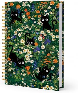 Black Cat Notebook Cat Lover Gift for Women Girls | Cute Spiral Notebook for School Office Supplies, Cat Lover Gifts, 5.5x8.3 Inch