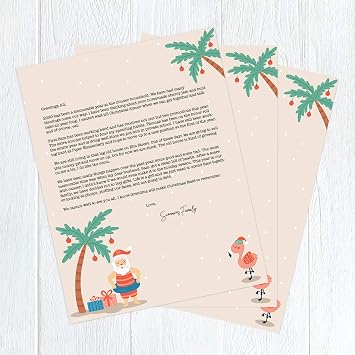 Great Papers! Warm Winter Wishes Holiday Letterhead / 80 Tropical Santa Paper Sheets / 8.5 x 11 Beach Christmas Stationery