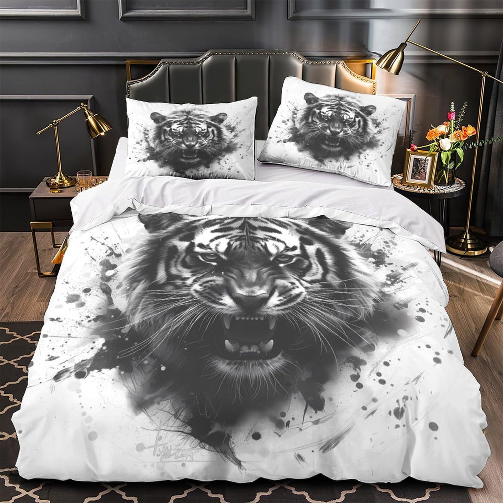 Housse de couette tennis de table zippée pour lit double 200x200cm doux
