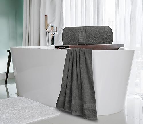 Miniatura 6 de Oakias Toalla de baño gris claro de alta calidad, 1 paquete, 35 x 70 pulgadas, 21.16 ozm, 100% algodón hilado en anillo, toalla jumbo de calidad de