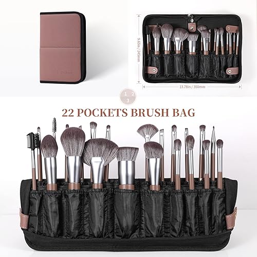 Miniatura 2 de DUcare Pinceles de maquillaje profesional con bolsa+espejo de tocador plegable con soporte