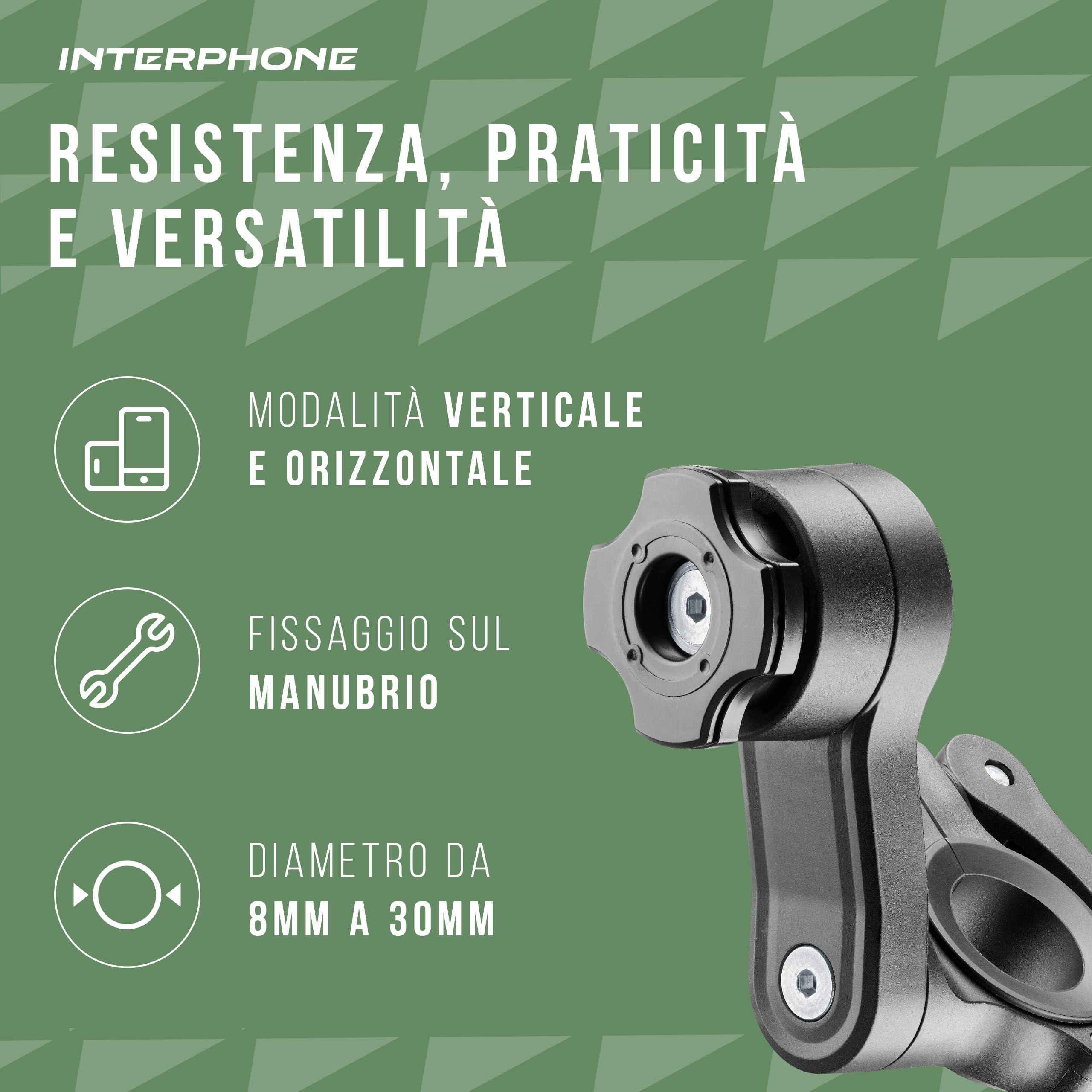 INTERPHONE QUIKLOX Supporto Telefono Moto da Manubrio Universale, Porta Smartphone Modulare con Aggancio Rapido