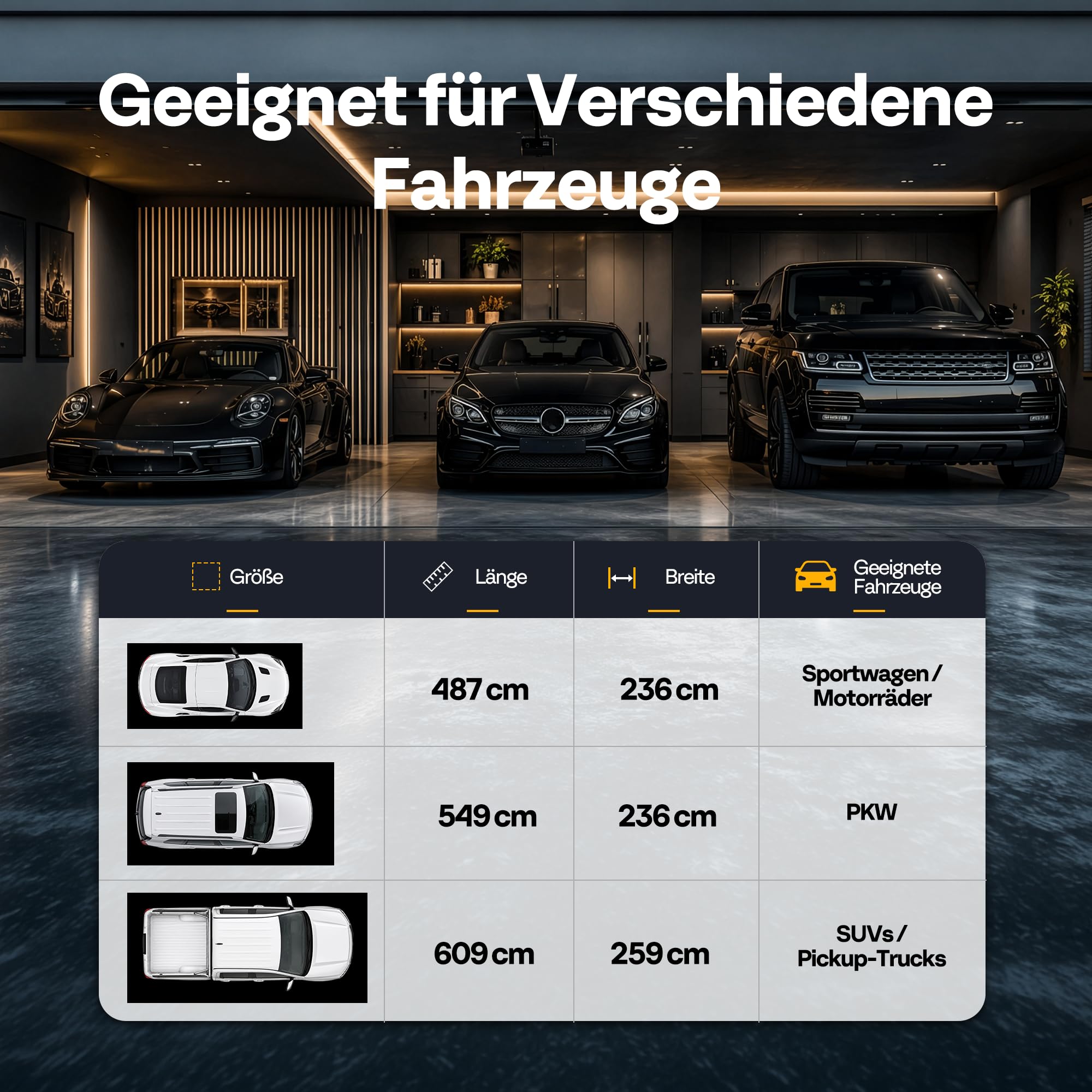 VIVOHOME Garagenbodenmatte, wasserdichte PVC Matte, 256×609cm, Schwarz | Wasserdicht, PVC