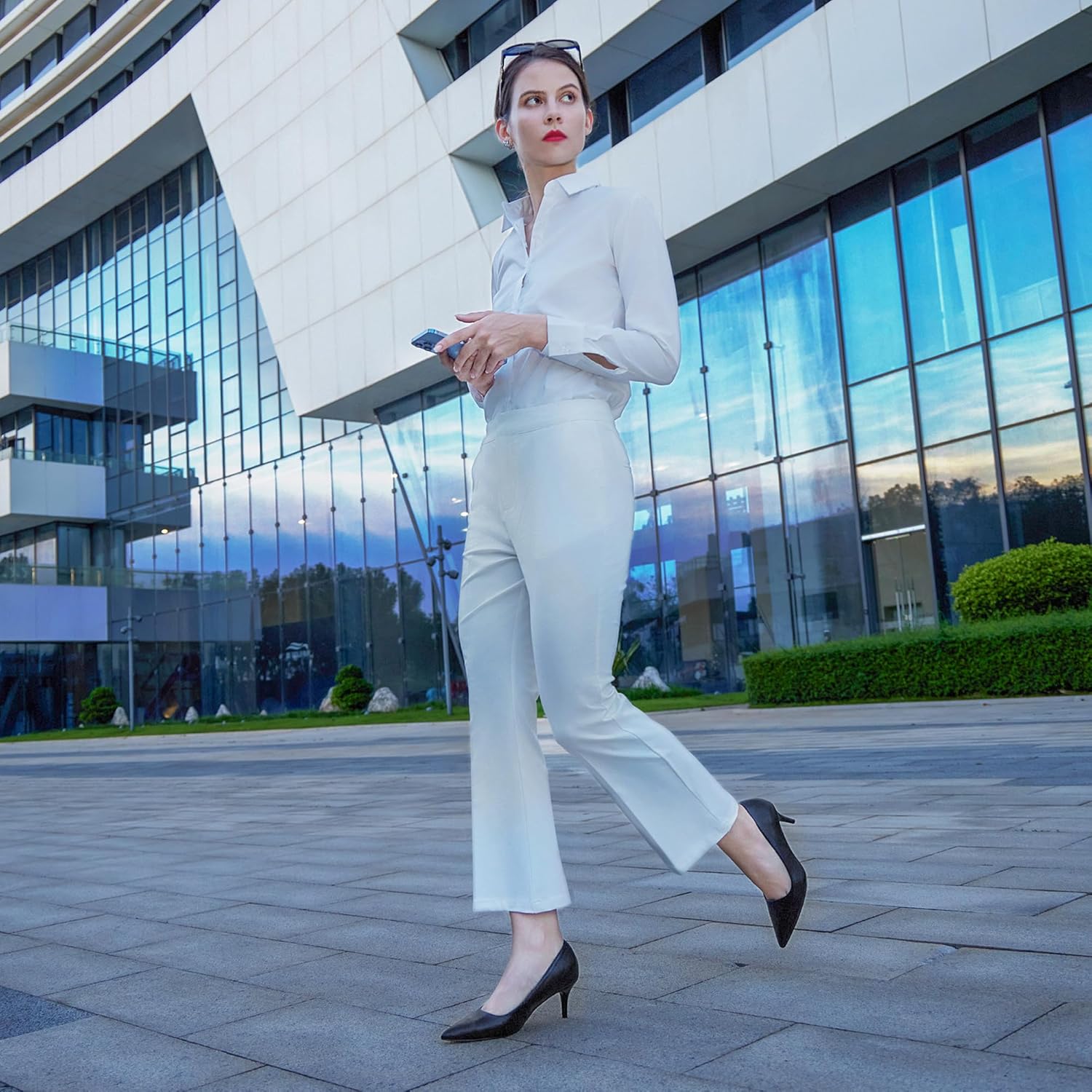 CosyFever Womens Pumps, Pointed Toe Mid Heel Stiletto Pumps, Slip On Dress Pumps - Image 3