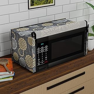 Kuber Industries 20L PVC Dustproof & Spill Resistant Microwave Cover with Ventillation Mesh | Durable Convection & Oven OTG Covers/Accessories for Home Decor | Multi Floral-Black&Silver-picture-10