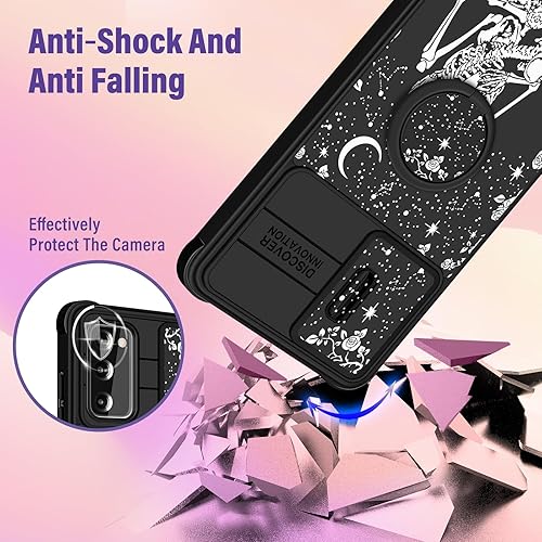 Miniatura 3 de Funermei Funda para Samsung Galaxy S20 FE Funda de esqueleto de calavera linda para mujer, diseño gótico negro espeluznante de flores de terror con