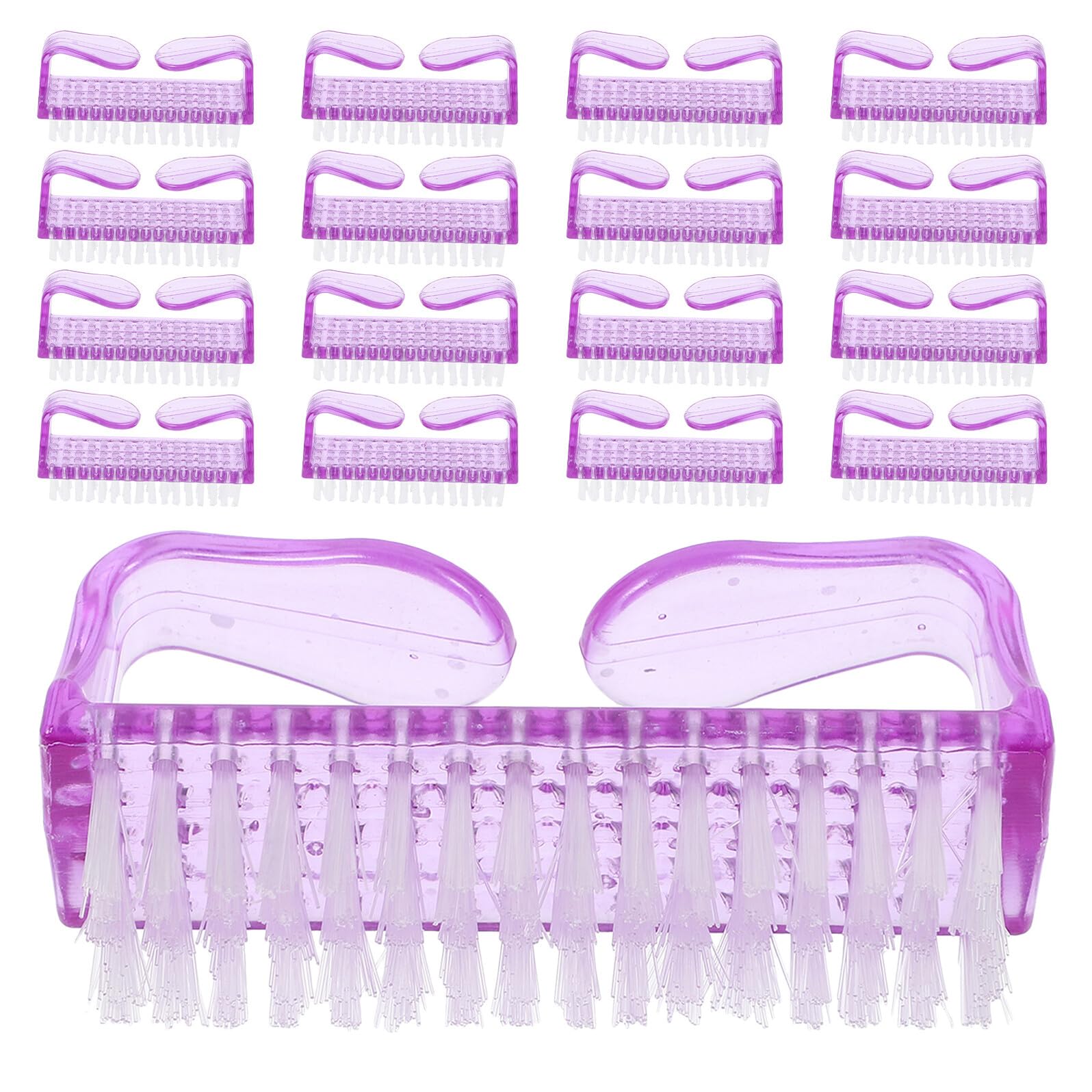 20 Cepillos para Uñas de Plástico Morados, Cepillos Suaves para Limpiar Polvo y Residuos, Tamaño Pequeño Portátil para Manicura y Pedicura Profesional y Doméstica
