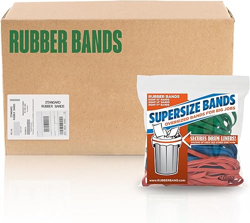 Alliance Bandas de goma 08997 de gran tamaño bandas de goma de látex grandes y resistentes paquete de 24 incluye 8 bandas de cada tamaño 12 pulgadas