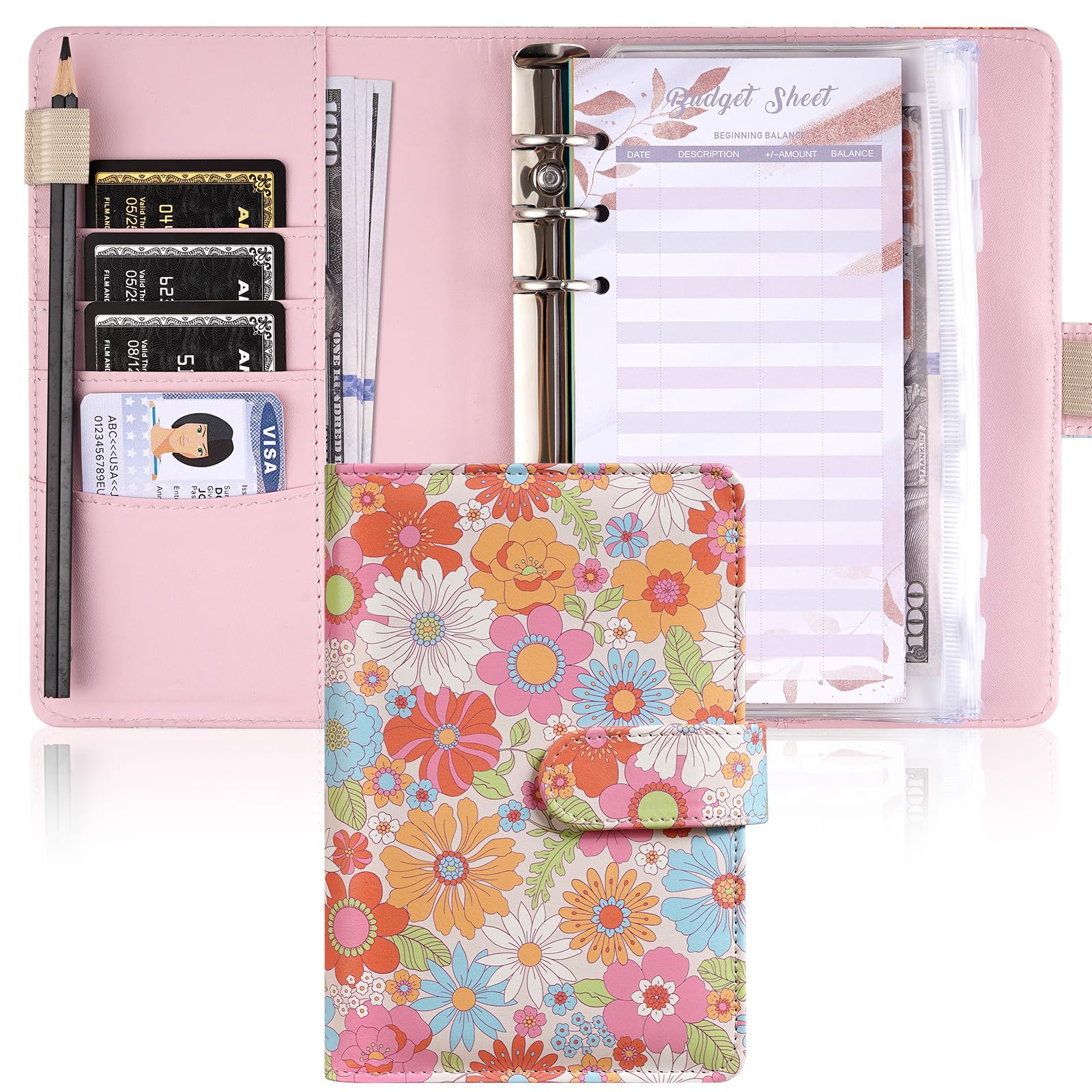 esseroo Budget Binder, A6 Money Saving Binder with Cash Envelopes, PU Leather Saving Challenge, Money Saving Binder With Zipper Envelopes, Budget