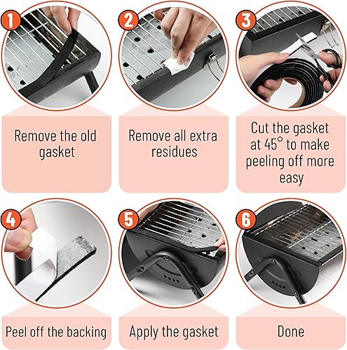 Miniatura 31 de UNCO Junta para ahumador - 15 pies, 1/2"X1/8", parrilla de alta temperatura y junta para barbacoa Negro
