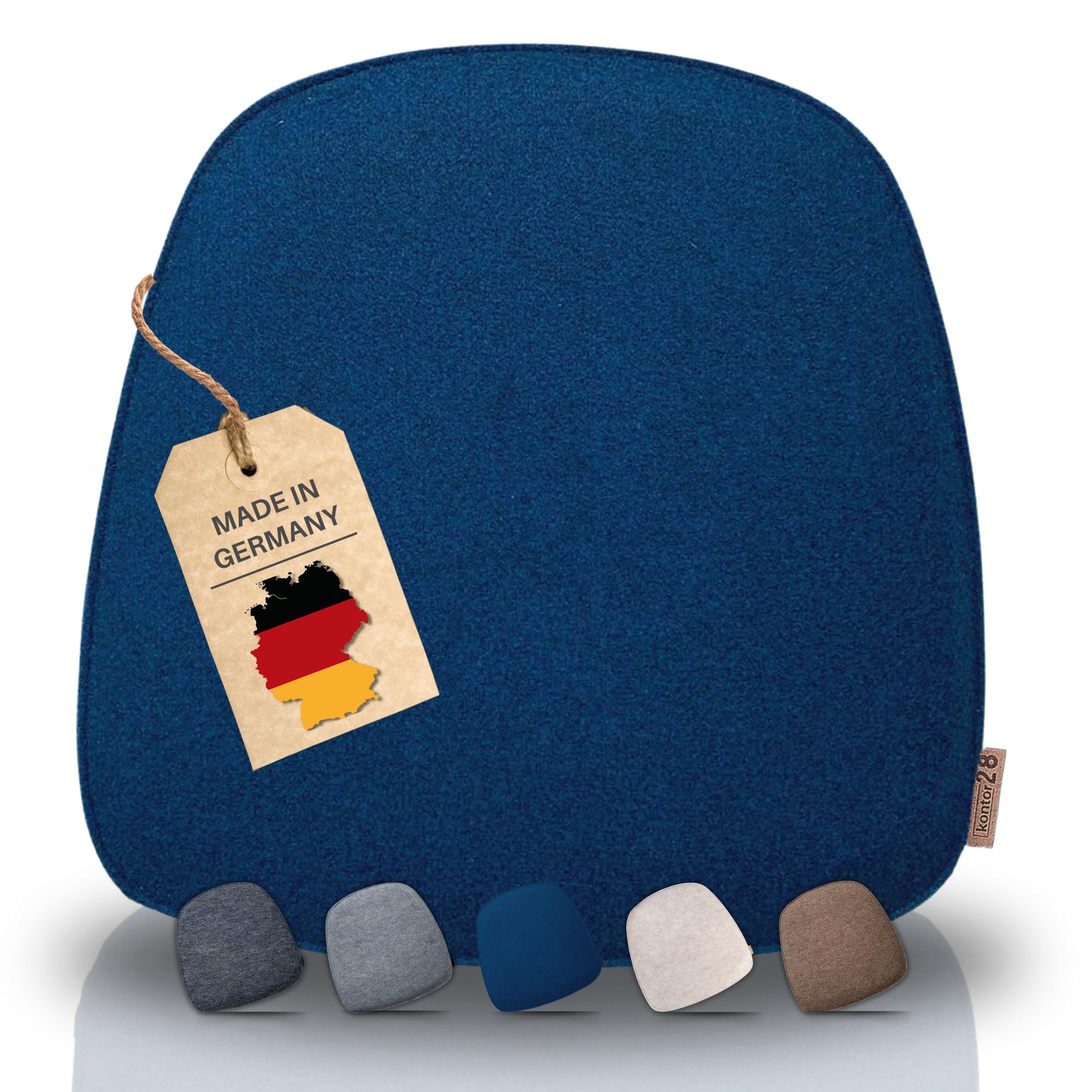 kontor28 - nachhaltiges Sitzkissen Stuhl Komfort, handgefertigt Made in Germany, 38x39 cm aus upcycling rPET Filz, Sitzauflage mit Polsterung - Outdoor geeignet & waschbar, Ozean 6er Set