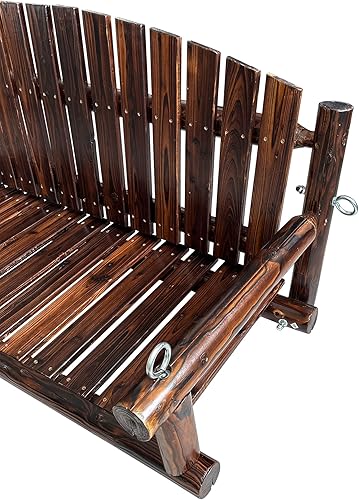 Miniatura 6 de Columpio de madera rústica de madera de 5 pies, resistente 900 libras, banco colgante al aire libre para patio, jardín, patio, madera de abeto