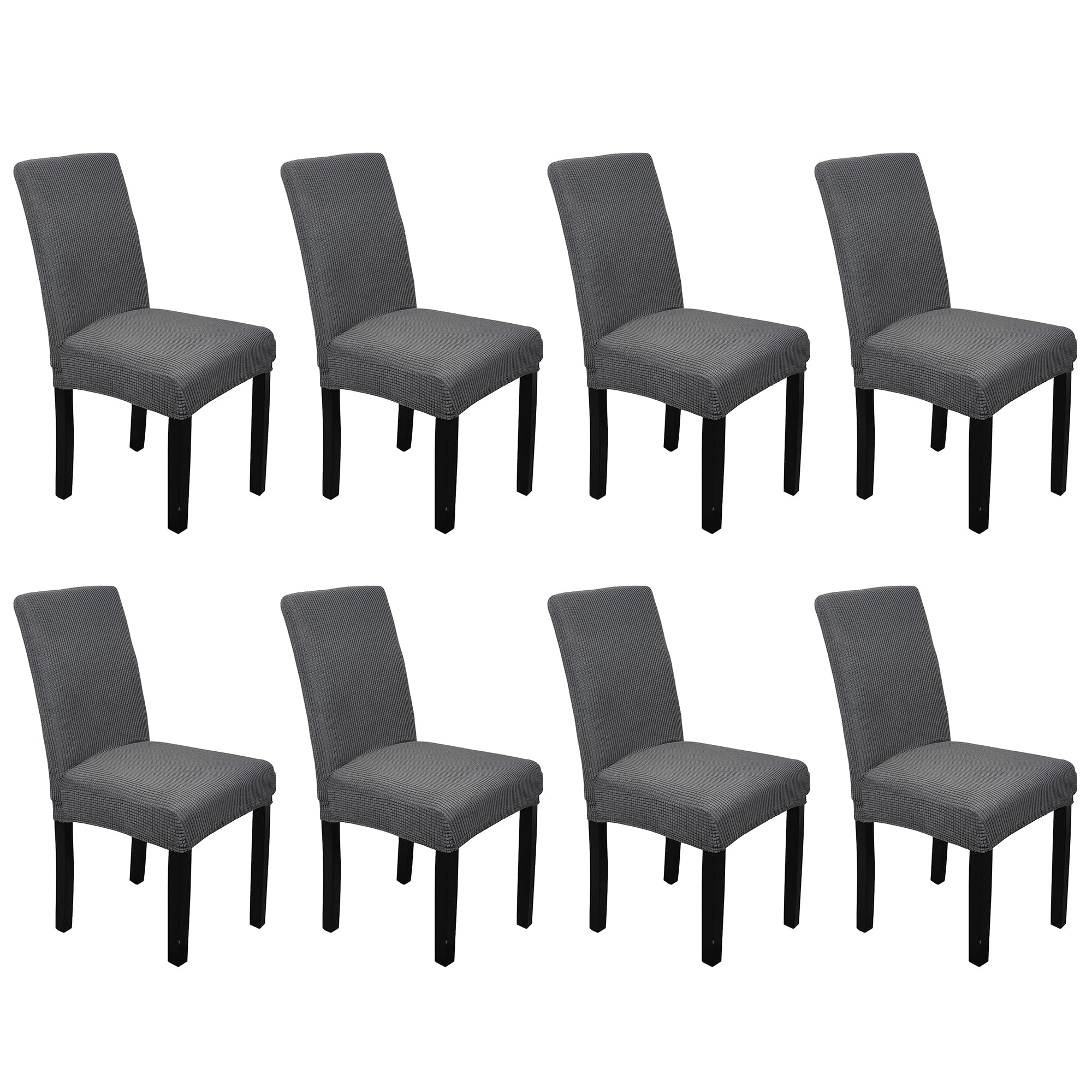 Trimming Shop High-Back Velvet Chair Cover for Dining Room, Dark Grey, 8pcs