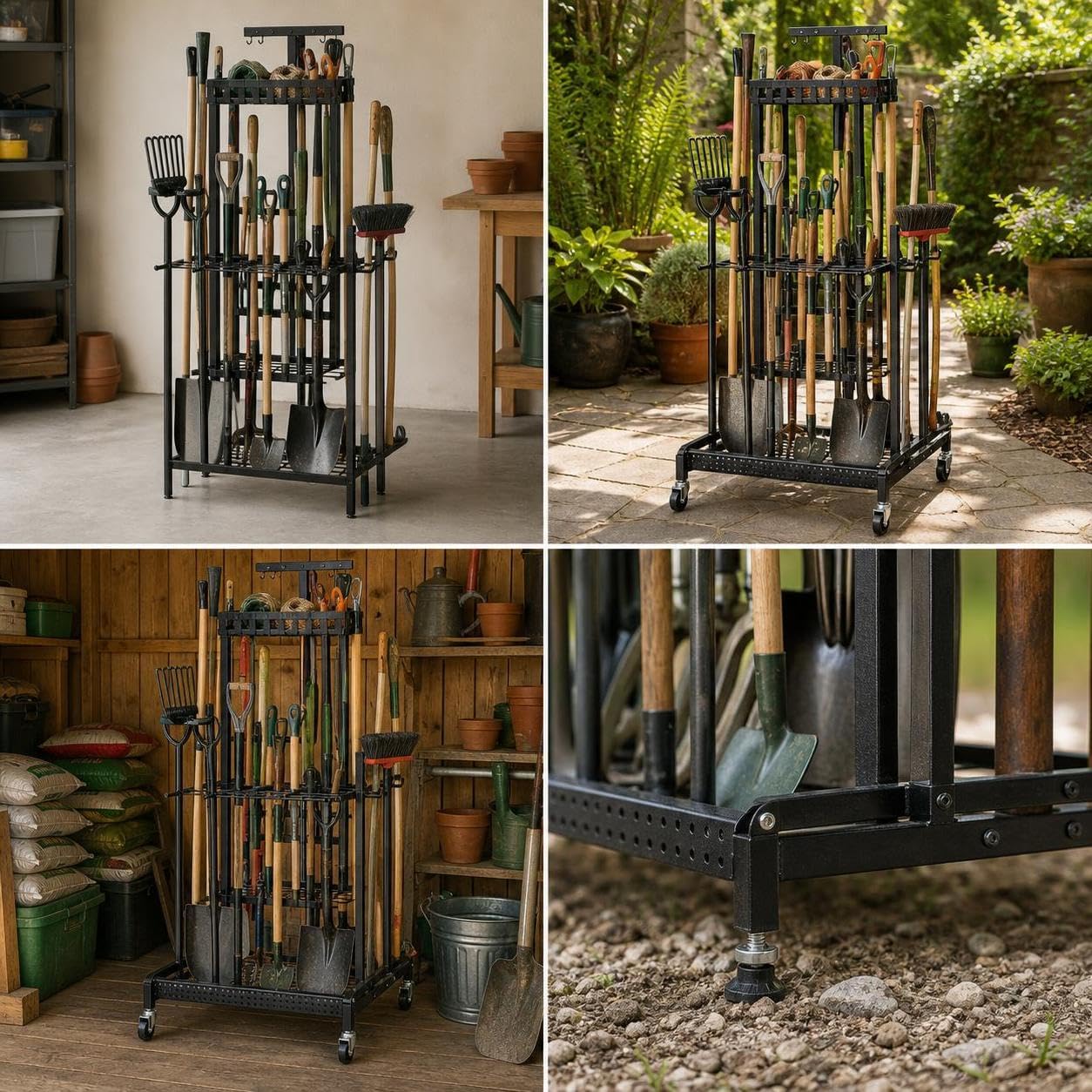 Rack Rangement pour Outils Jardin, Sans roues