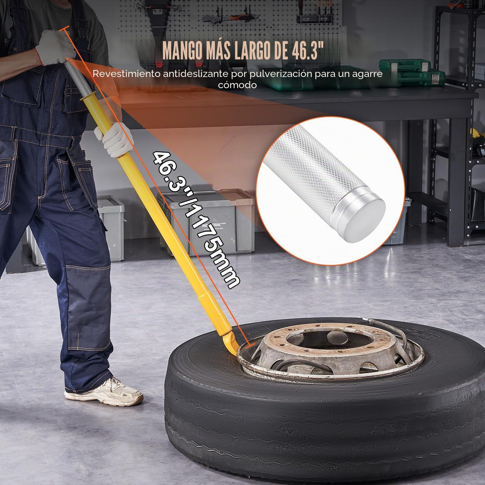VEVOR Martillo Deslizante Desmontadora de Neumáticos 117,5 cm Ligera y Portátil Desmontadora Manual de Neumáticos de Acero para Desmontar Neumáticos de Llanta sin Dañarlo Taller de Coches Garaje