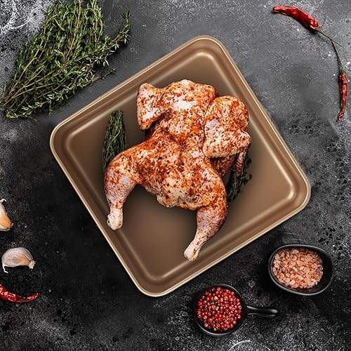 Miniatura 6 de Bandejas para hornear, paquete de 2 bandejas antiadherentes para hornear, bandeja para galletas, molde para brownies, molde para pan para horno