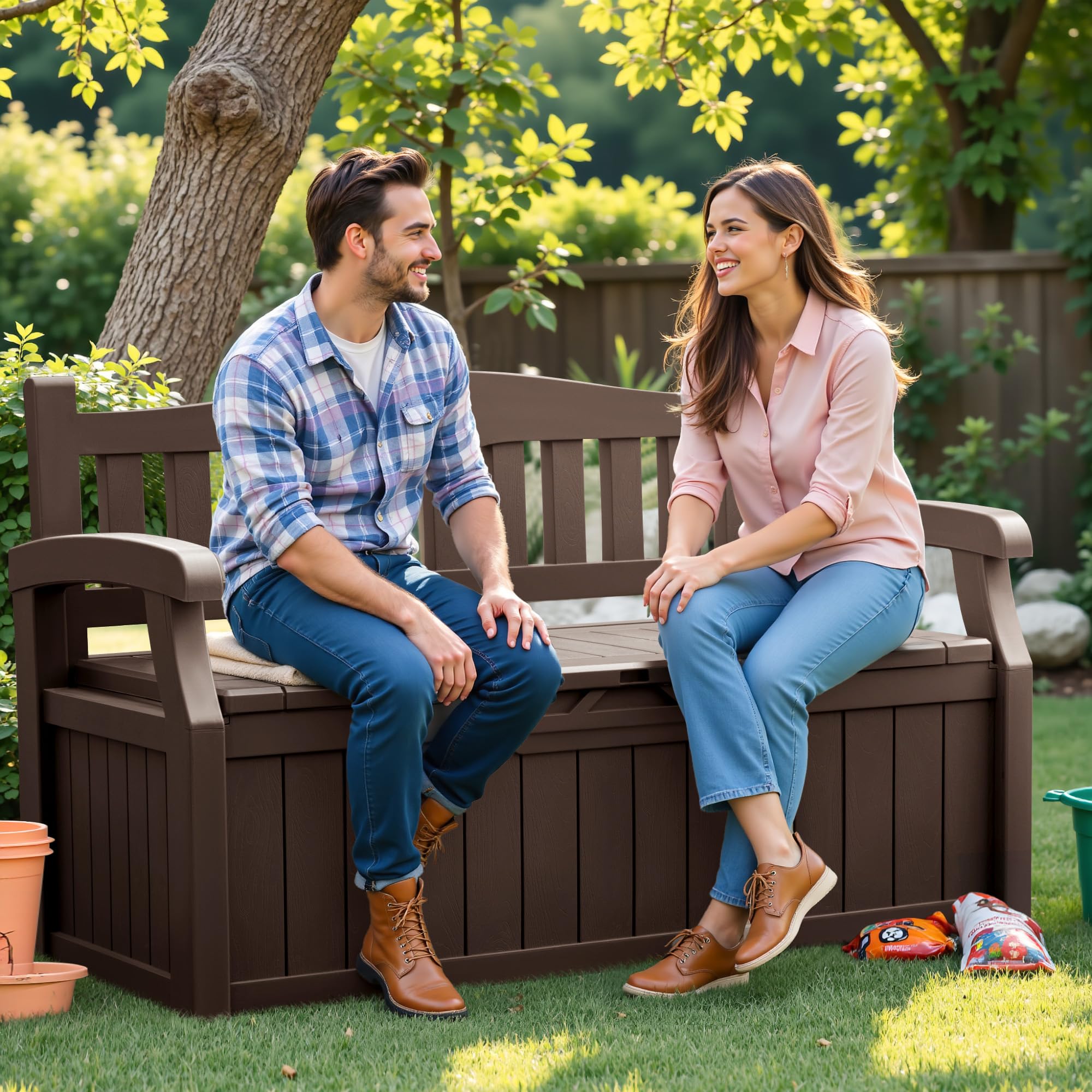 Amazon.com : Flamaker 80 Gallon Storage Bench Outdoor Indoor