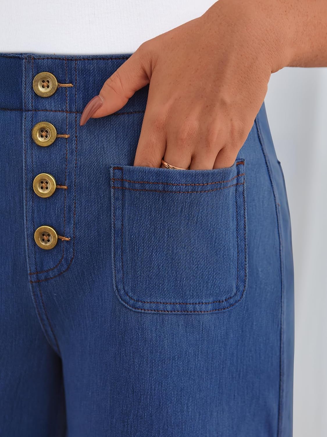 Trendy Queen Womens Capri Jeans High Waisted Wide Straight Leg Stretchy Cropped Jeans Fashion Denim Pants Fall 2025