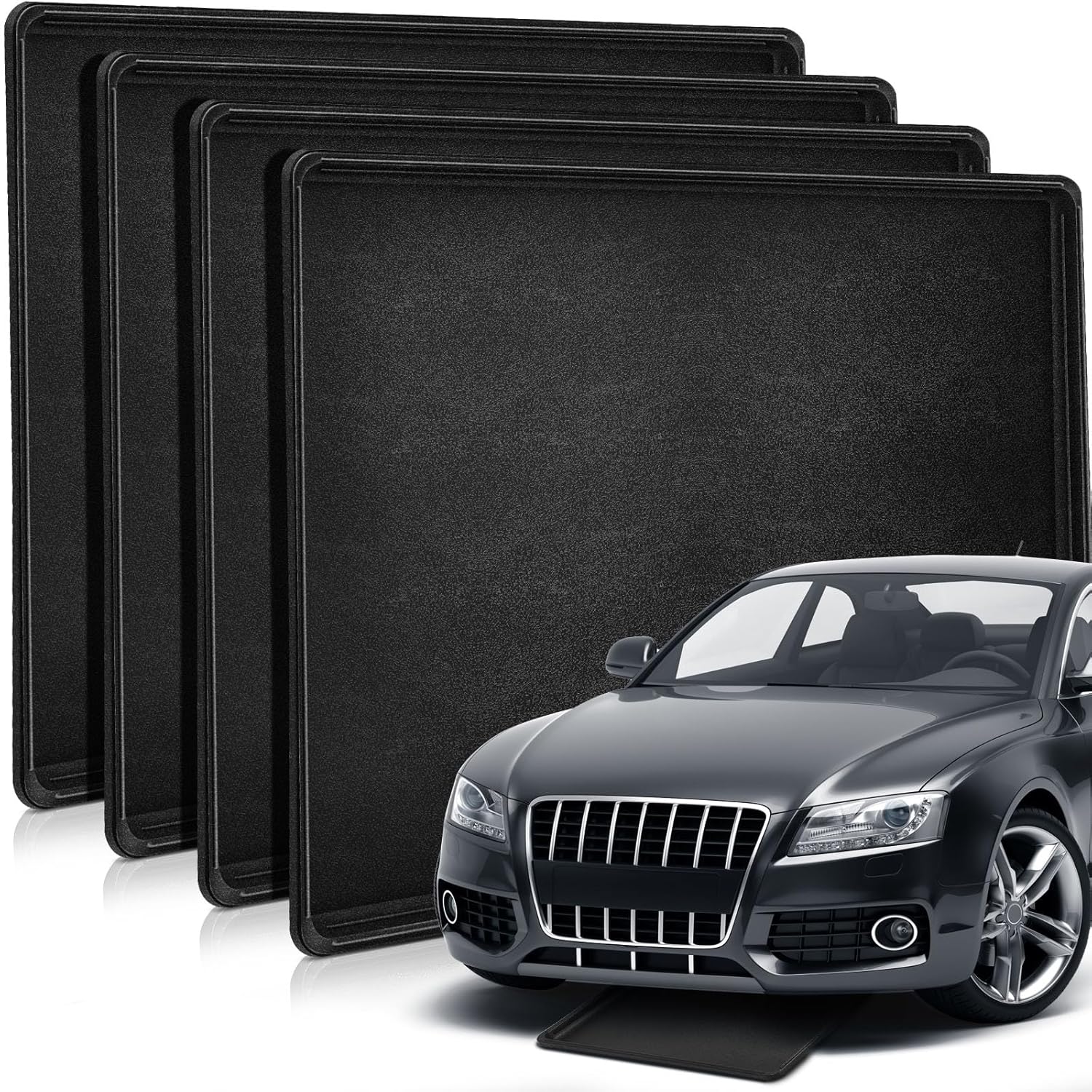 4 Pcs 35 x 24 Inches Auto Drip Tray Oil Drip Pan for Under Car Plastic Oil Tray to Keep Garage Show Room Driveway Floor Safe and Clean from Fluid Drippings