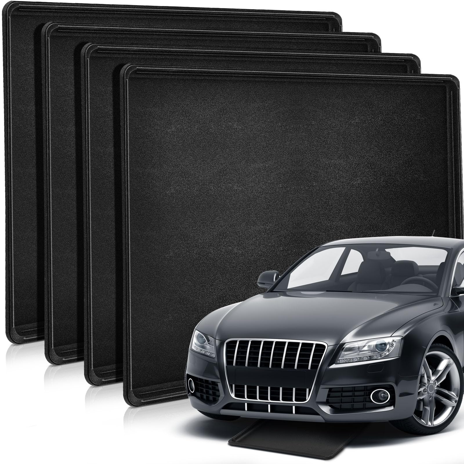 Datanly 4 Pcs 35 x 24 Inches Auto Drip Tray Oil Drip Pan for Under Car Plastic Oil Tray to Keep Garage Show Room Driveway Floor Safe and Clean from Fluid Drippings