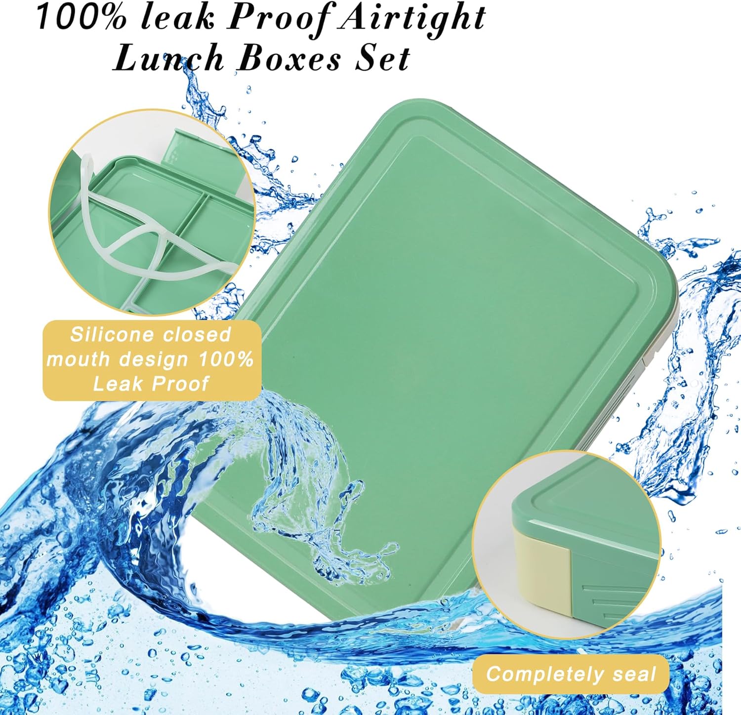 Dinosaur Bento Box for Kids Insulated Lunch Bag, 6-Compartment Leak-Proof Lightweight School Lunch Set for Boys Toddler with Spoon, Fork & Sauce Container