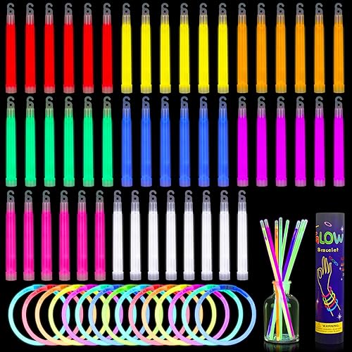 Lenwen 150 barras de brillo ultra brillantes a granel de 6 pulgadas brillantes de emergencia brillantes de 8 pulgadas, collares y pulseras con