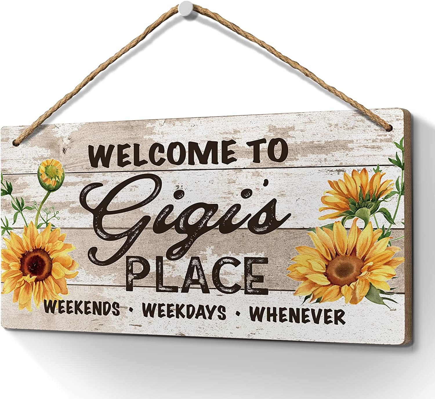 Gigi Gifts for Grandma,Welcome to Gigi's Place Sign,Retro Vintage Welcome Sign with Sunflower for Grandma,Front Door Porch Home Decor Gifts for Gigi