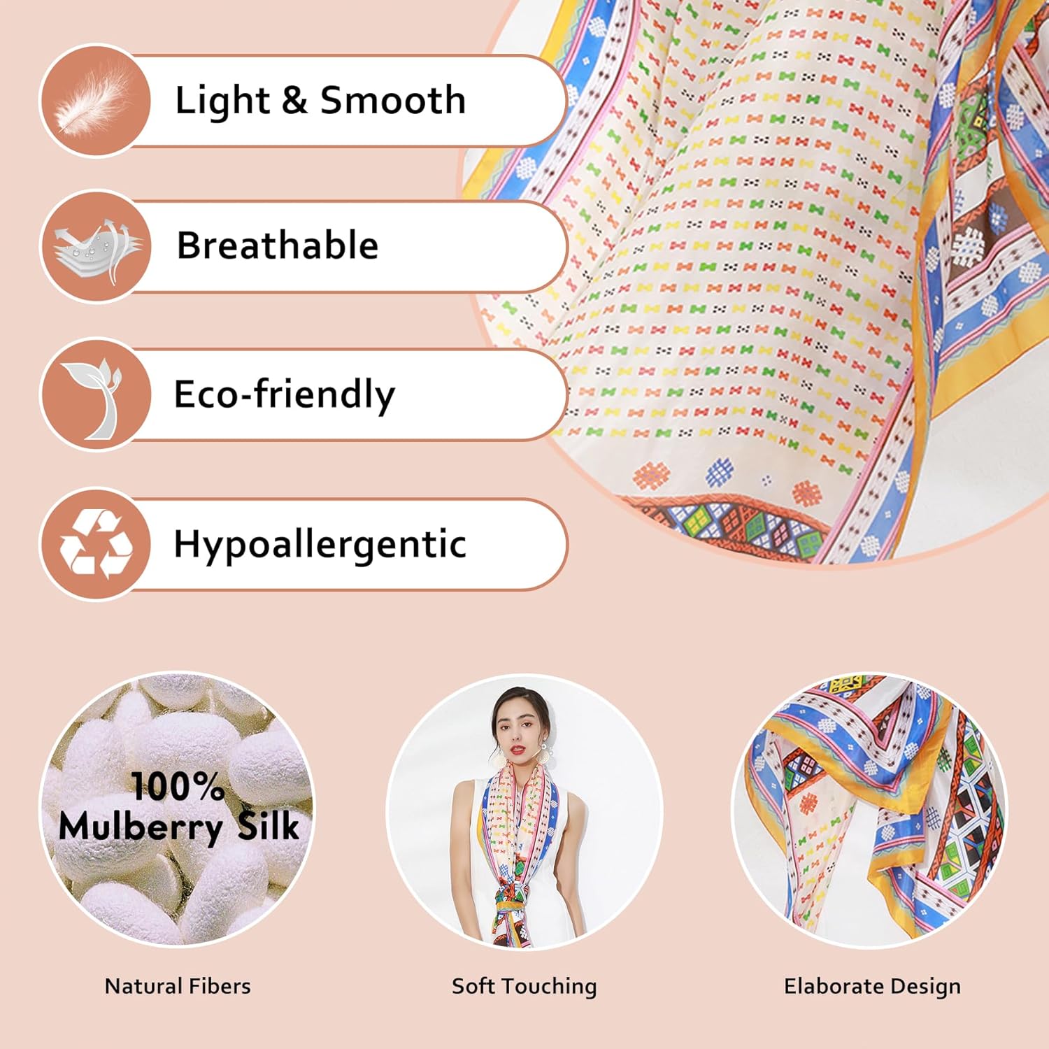 DANA XU Women's 100% Mulberry Satin Silk Pashmina Shawl Wraps Extra Large Floral Scarf for Evening Dresses, Soft Oversized - Image 4