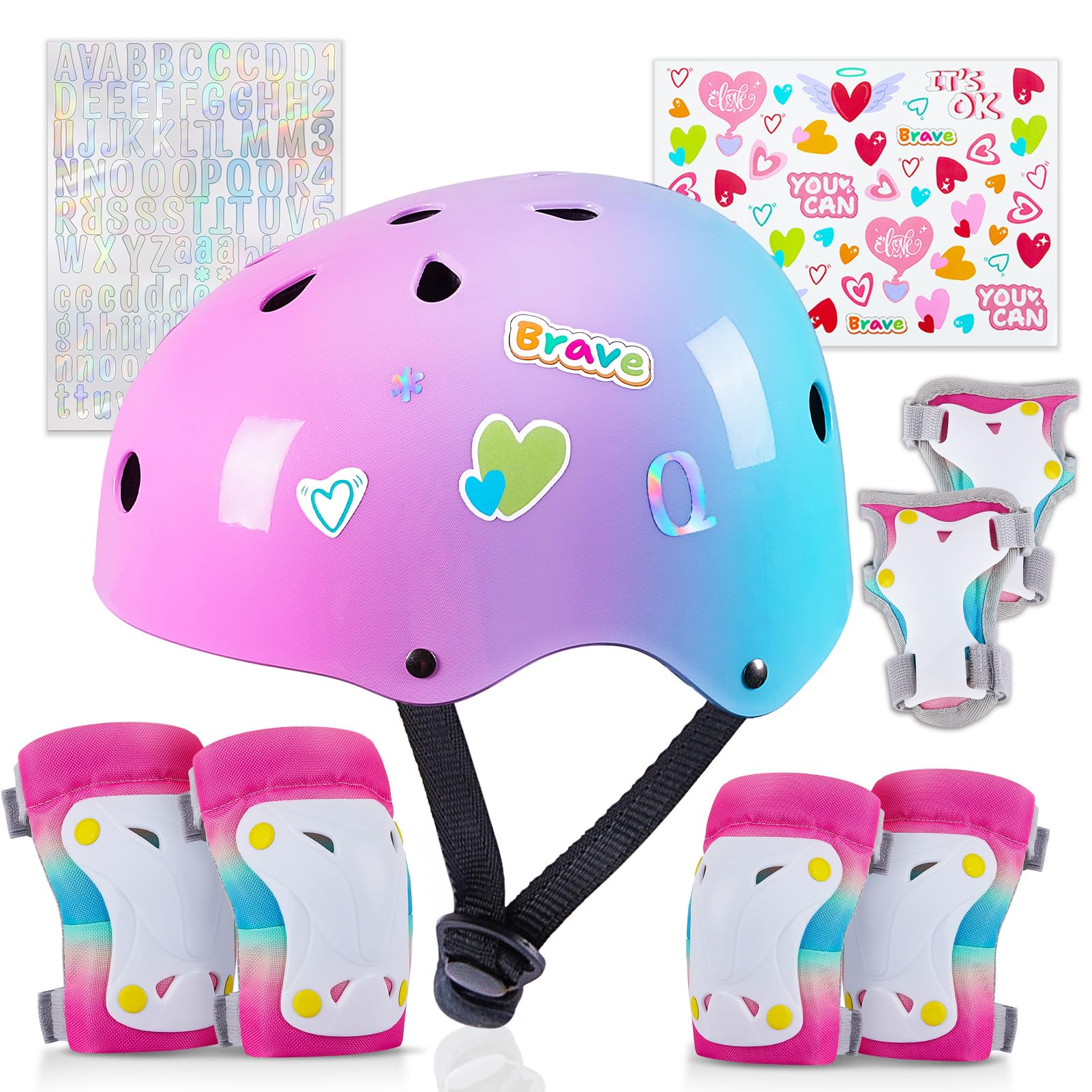 Kids Helmet Toddler Bike Helmet With Diy Stickers Unicorn Knee