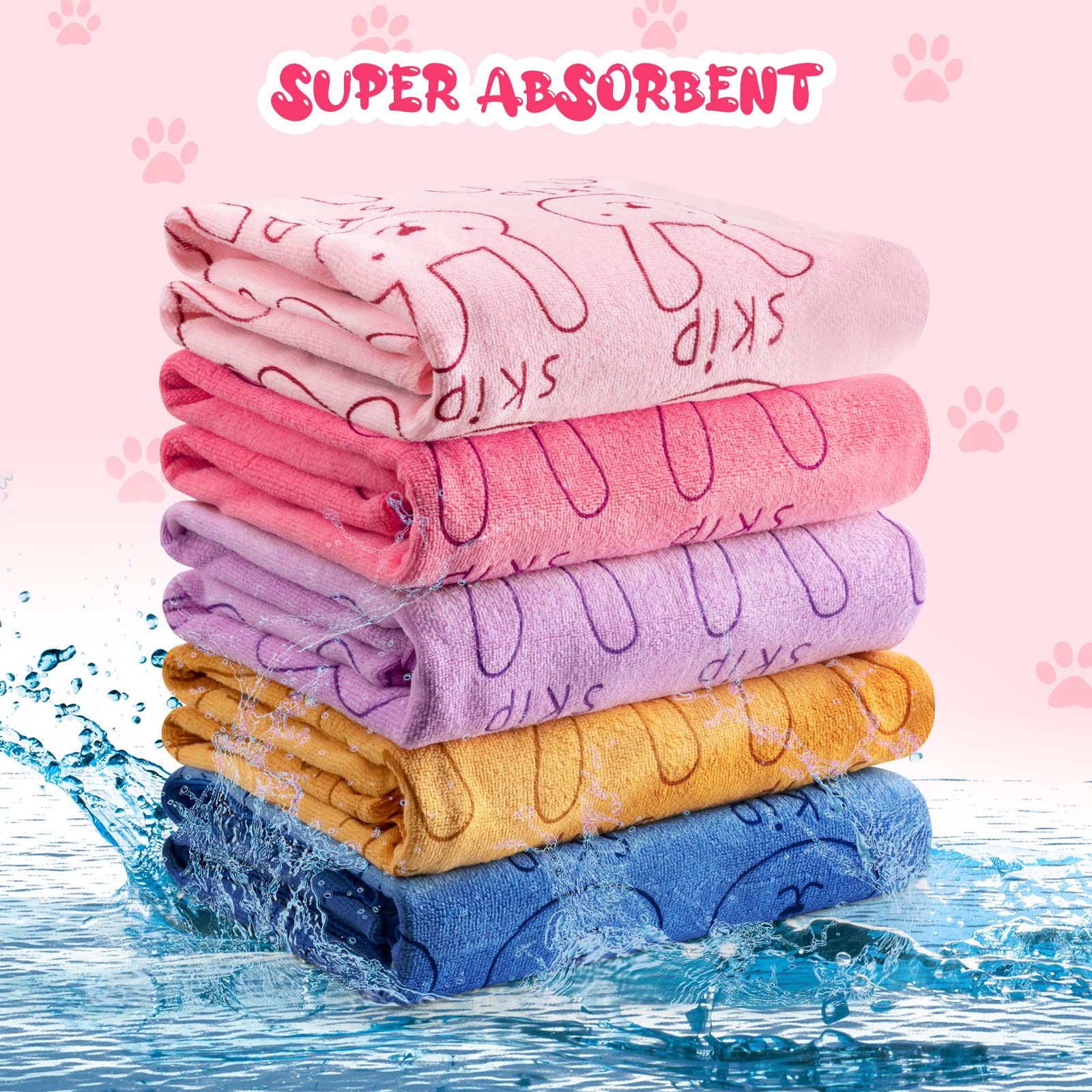 Tatuo Lot de 22 serviettes de bain absorbantes en microfibre à séchage rapide pour chien de petite, moyenne et grande taille - Motif lapin - 50,8 x 101,6 cm