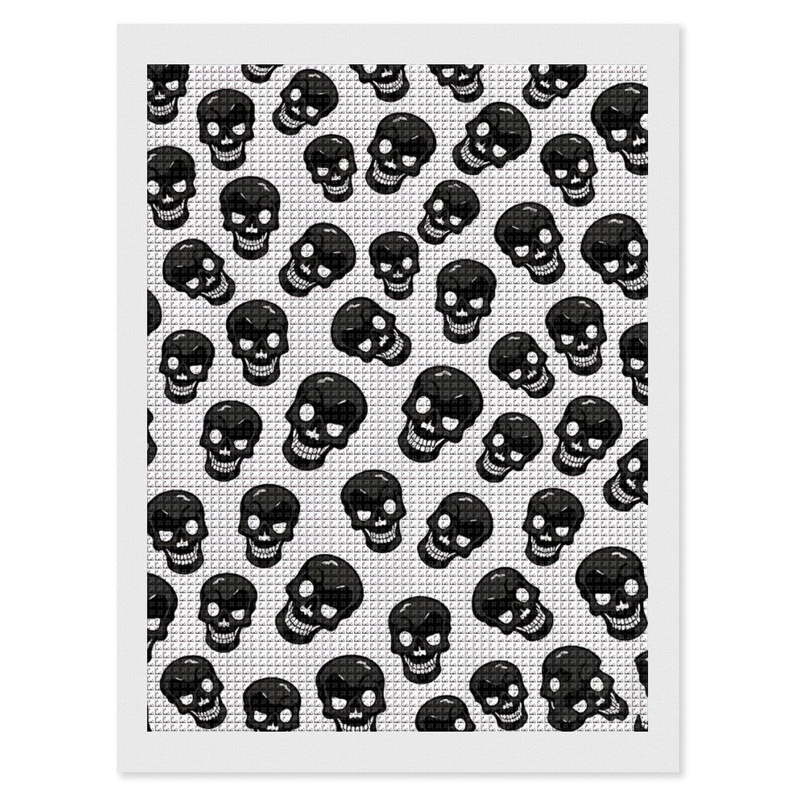 FodPand Skull 5D Diamond Painting Kits for Adults Beginners Full Drill Square Diamond Dots Pictures Gem Art Supplies for Home Wall Room Decoration DIY Craft Set Gift 12x16