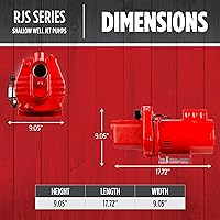 Vista 2 de Red Lion RJS-50-PREM 1/2 HP, 12 GPM, 115/230 V, Bomba de chorro para pozo poco profundo de hierro fundido premium, Roja, 602206