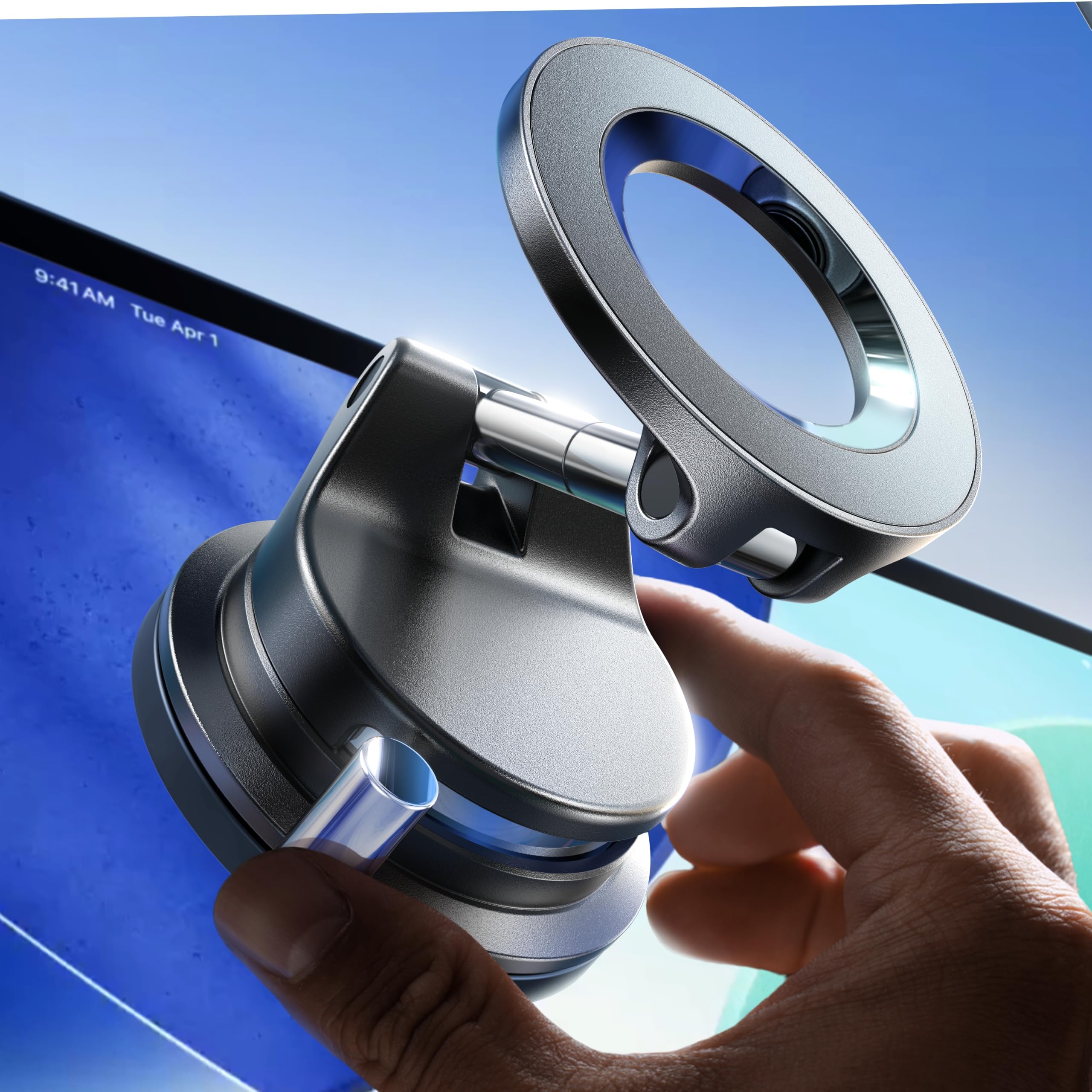 LISEN for Magsafe Car Mount |3800gf Strong Magnet+22xN55| Magnetic Phone Holder for Car Phone Holder Magnetic Vacuum Mobile Magnet Phone Holder iPhone Car Phone Mount for iPhone 17-12,Black