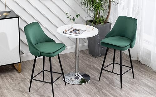 Miniatura 16 de BTEXPERT Juego de 2 sillas de bar de comedor tapizadas, reposapiés, taburetes de bar de altura de mostrador de respaldo alto, marco dorado de Marco