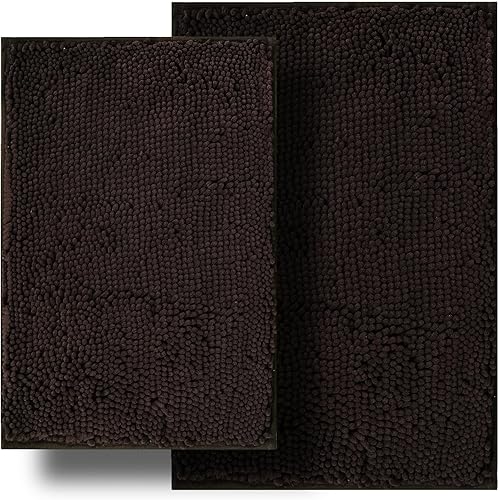 Miniatura 15 de Juegos de Alfombras de Baño de 2 Piezas, Tapete de Baño de Chenilla Ultra Suave y Absorbente, Alfombras de Baño Antideslizantes Lavables (20x32