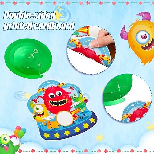 Miniatura 4 de Faccito 54 piezas de decoración de espirales colgantes de monstruo de dibujos animados, serpentinas en espiral, decoración para fiesta de