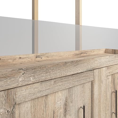 Vista 7 de Bestar Pur Murphy, cama de pared que ahorra espacio para habitación de invitados multiusos u oficina en casa, tamaño full, marrón rústico Marrón