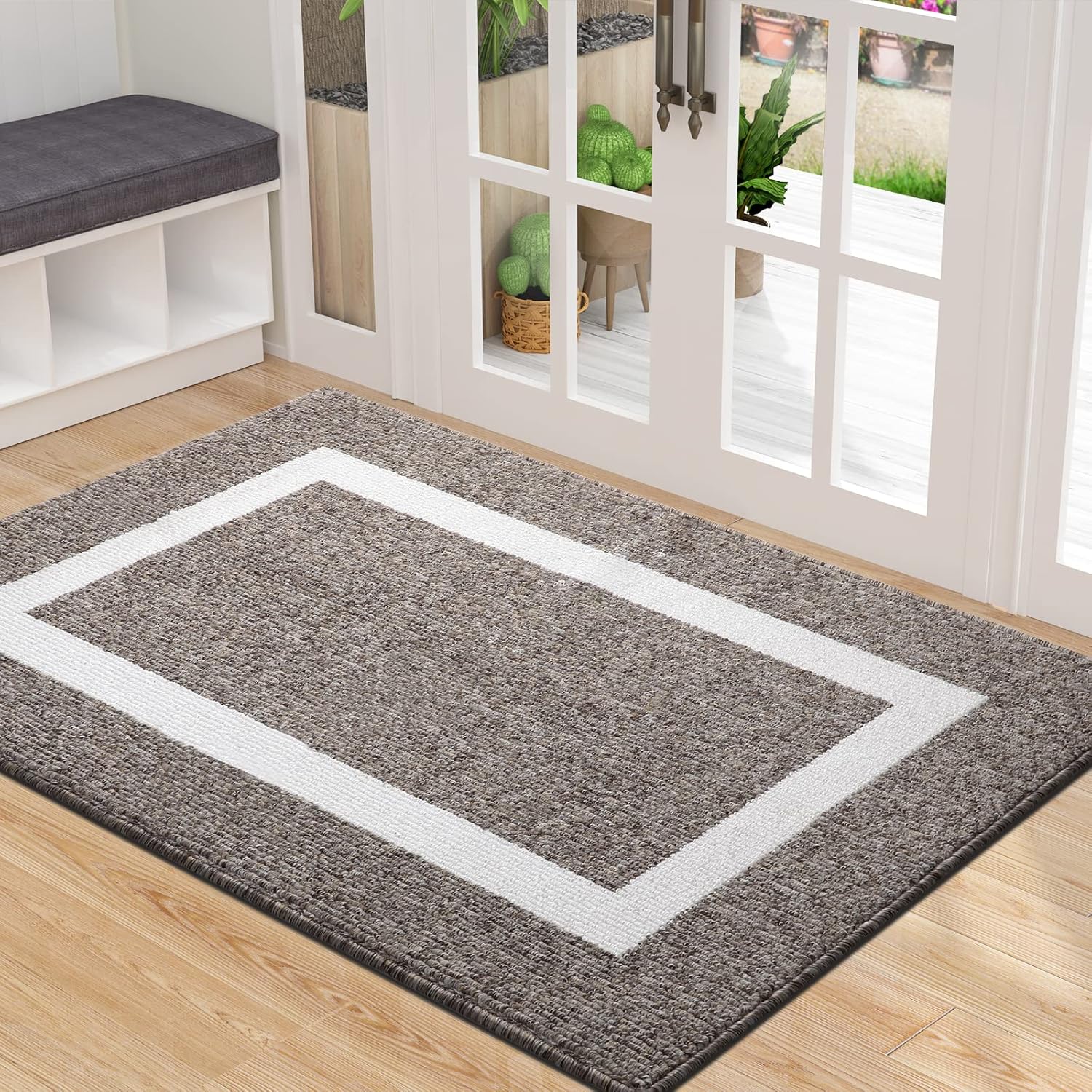 Grandaily Indoor Door Mat, NonSlip Resist Dirt Absorbent Front