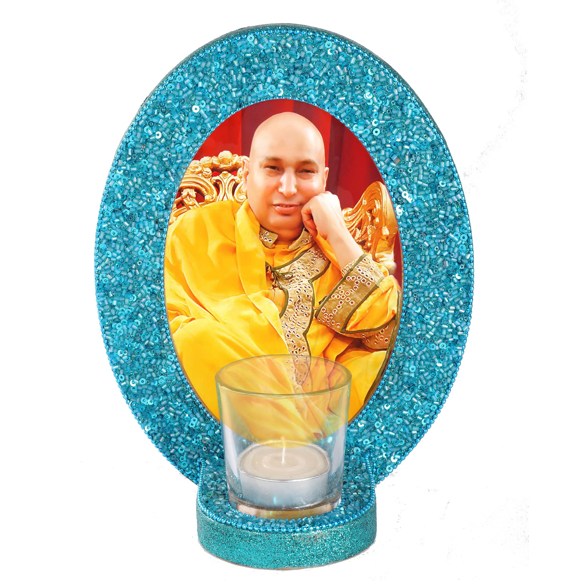 GURUJI Tabletop Photo Frame with Tealight Cup for Gift-Worship-Decoration Oval Shaped by Treasure Hunt® Dimension in 17 x 22 cms.(Pink), MDF-Beads-Glass (B095SR1BHF) Amazon Price History, Amazon Price Tracker